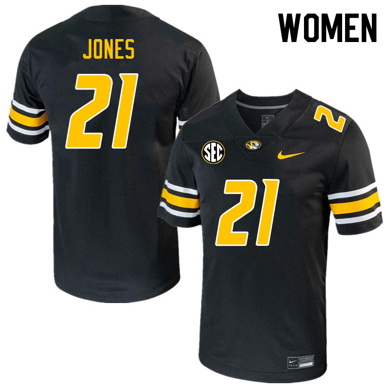 Women #21 Tyler Jones Missouri Tigers College 2023 Football Stitched Jerseys Sale-Black - Click Image to Close